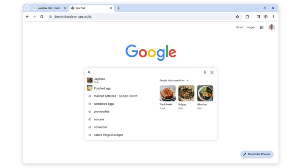 Google Chrome search suggestions